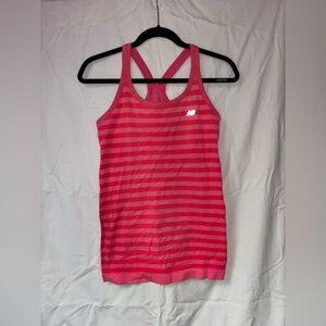 New Balance Women's Vibrant Pink Striped Tank Top (Built in Bra!)